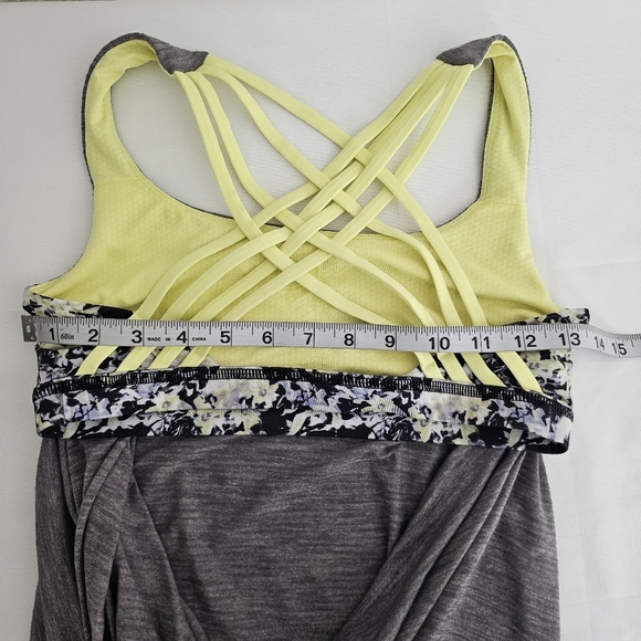 Lululemon Wild Tank Open Crossback Heathered Gray / Neon Yellow Size 6 - Picture 11 of 13